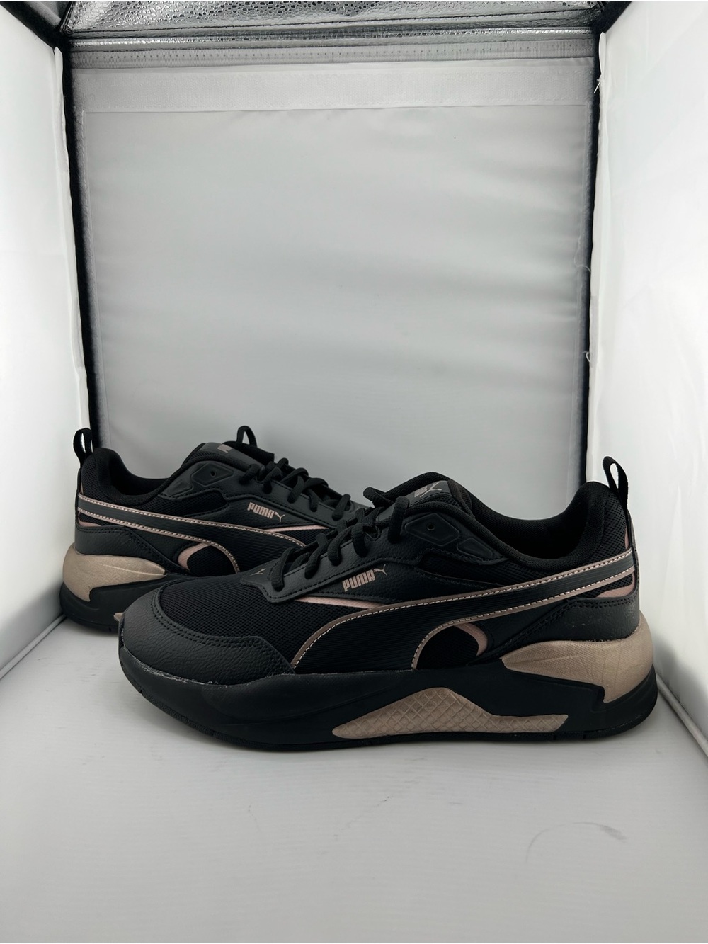 👟Puma Black Sneakers with Rose Gold Accents women size 10